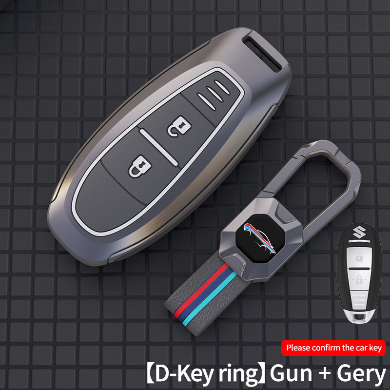 Car Key Case Full Cover Fob - Zinc Alloy Smart Leather Metal Key Cover for Car - Delicate Leather