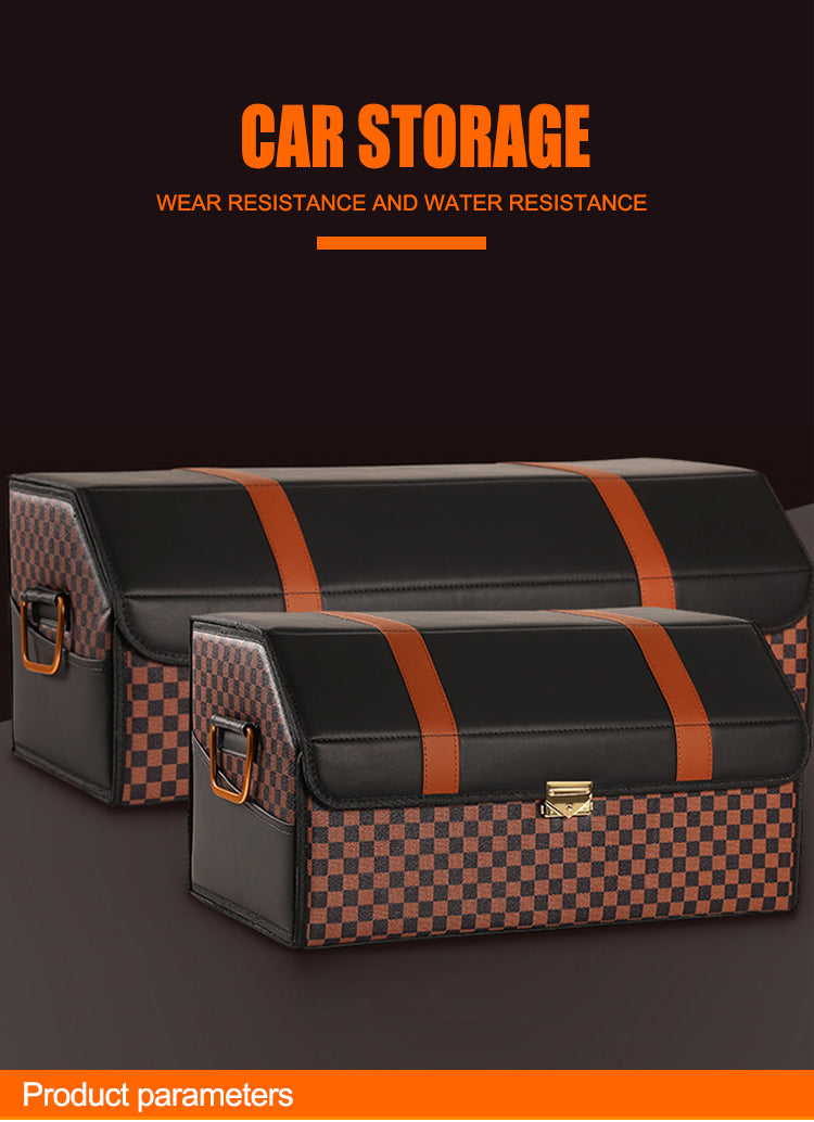 Multifunctional Large Capacity Car Organizer - Collapsible Leather Trunk Storage Box with Compartment - Delicate Leather