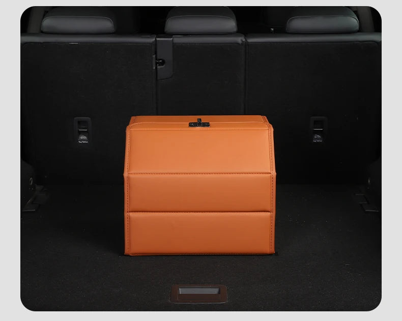 Car Storage Organizer, Cargo Organizer SUV Trunk Storage Waterproof Collapsible Durable Multi Compartments - Delicate Leather