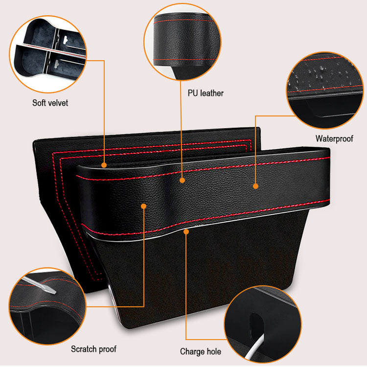 Car Seat Gap Filler Organizer, Custom For All Cars, Multifunctional Large-Capacity Non-Slip Car Seat Gap Filler - Delicate Leather