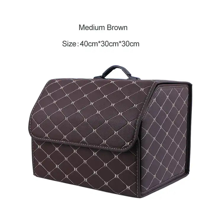 Big Trunk Organizer, Cargo Organizer SUV Trunk Storage Waterproof Collapsible Durable Multi Compartments LE12994 - Delicate Leather