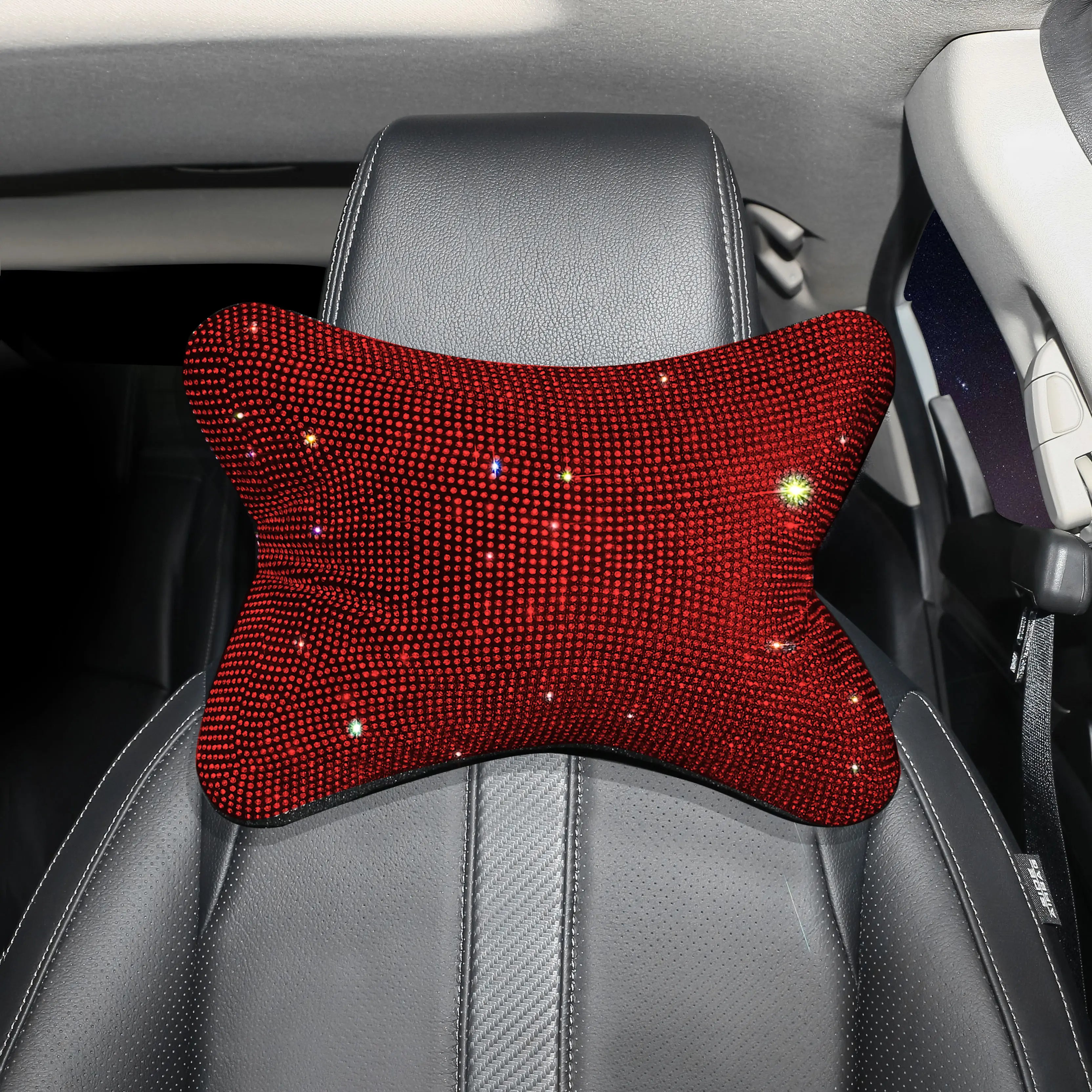 Elevate Your Driving Experience with the Universal Bling Comfortable Fashion Car Seat Head Neck Pillow - Delicate Leather