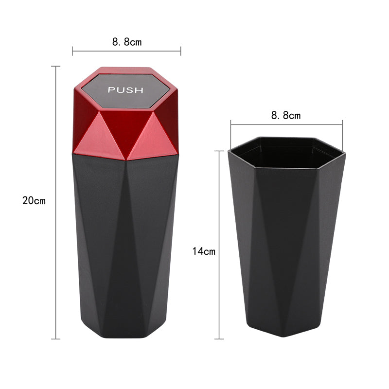 Diamond Shape Plastic Mini Office Home Auto Car Trash Garbage Can with Lid - Delicate Leather