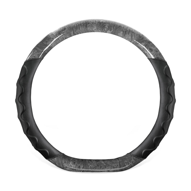 Four Seasons General Steering Wheel Cover Auto Interior Fur Anti-Slip Sweat-Absorbent Breathable Wood Steering Wheel Cover - Delicate Leather