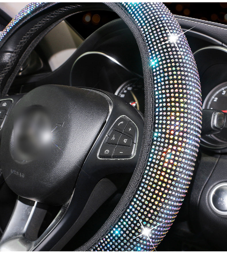 Hot Selling Luxury Colorful Bling Crystal Velvet Car Steering Wheel Cover - Universal Fit