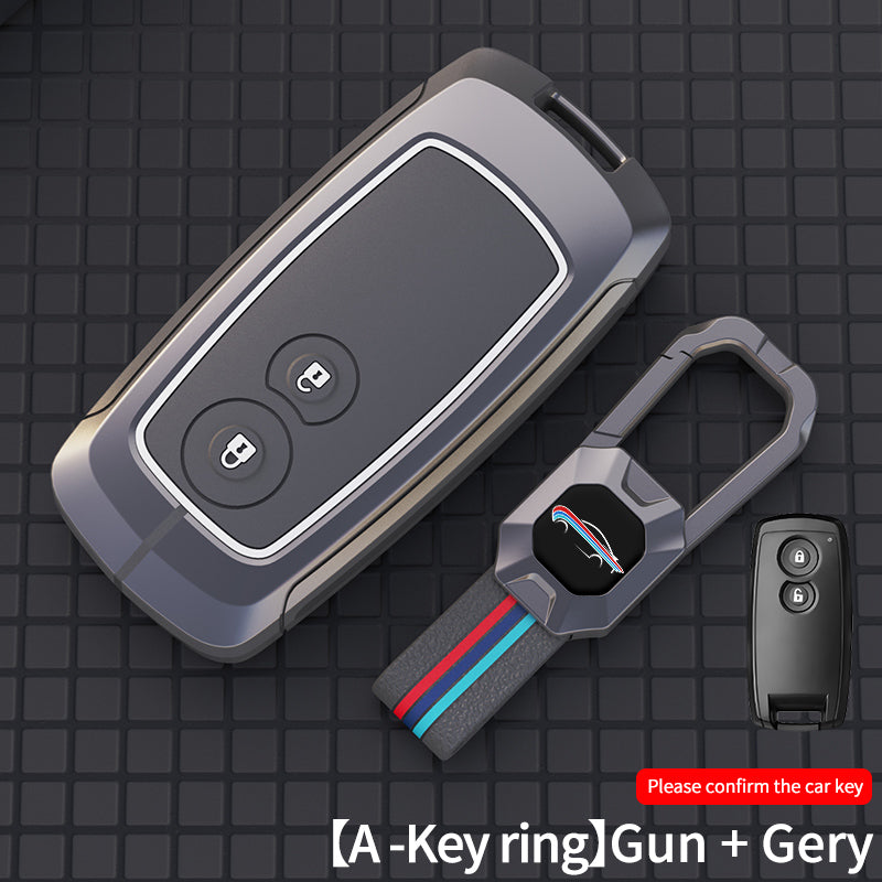 Car Key Case Full Cover Fob - Zinc Alloy Smart Leather Metal Key Cover for Car - Delicate Leather