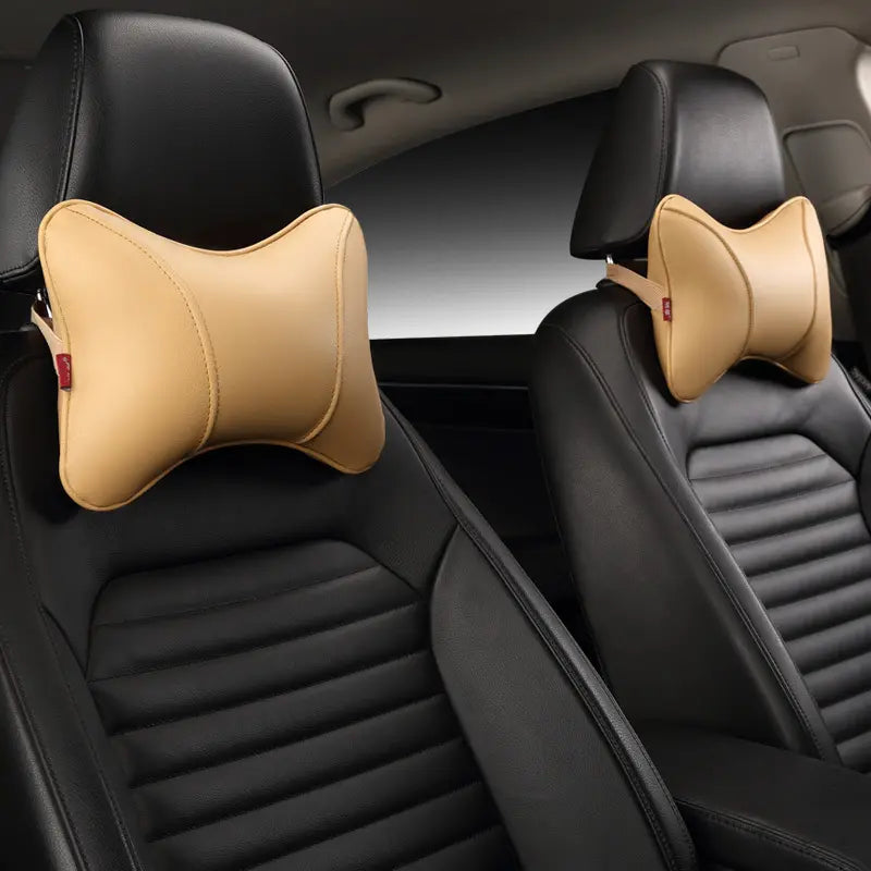 Universal PU Leather Car Headrest Pillow with PP Cotton Filling: Enhance Your Car's Seating Comfort - Delicate Leather