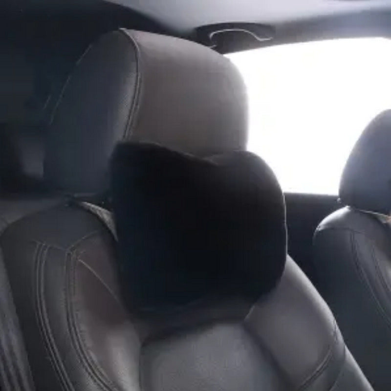 Luxury 9-Piece Set Fur Car Seat Cover Cushion with Neck Pillow for Winter - Delicate Leather