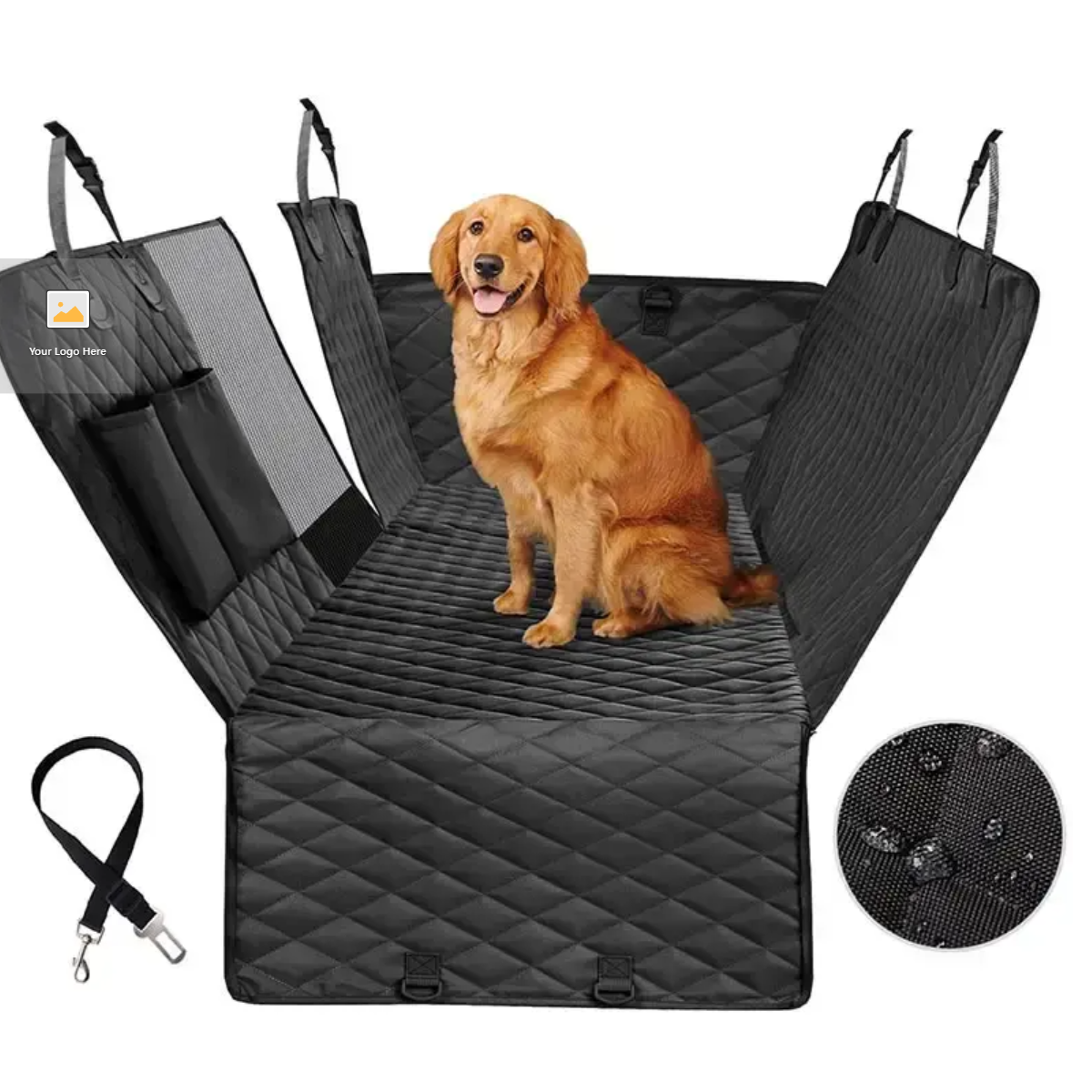 Waterproof Pet Car Mat Protector Hammock with Mesh Window and Pockets