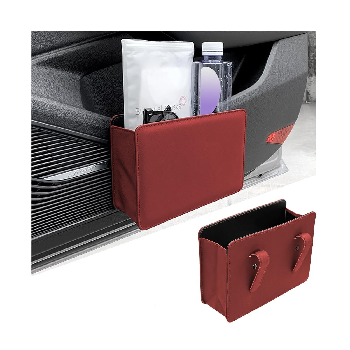 Car Trash Bin - Portable Leak Proof Waterproof Leather Foldable Mini Car Trash Can, Car Accessories