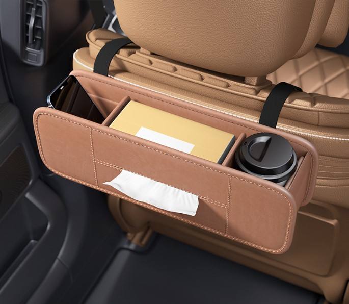 Leather Car Seat Back Insulation Storage Bag - Multi-Pocket Thermal Cooler Travel Car Accessories Organizer, Custom Fit For Your Cars - Delicate Leather