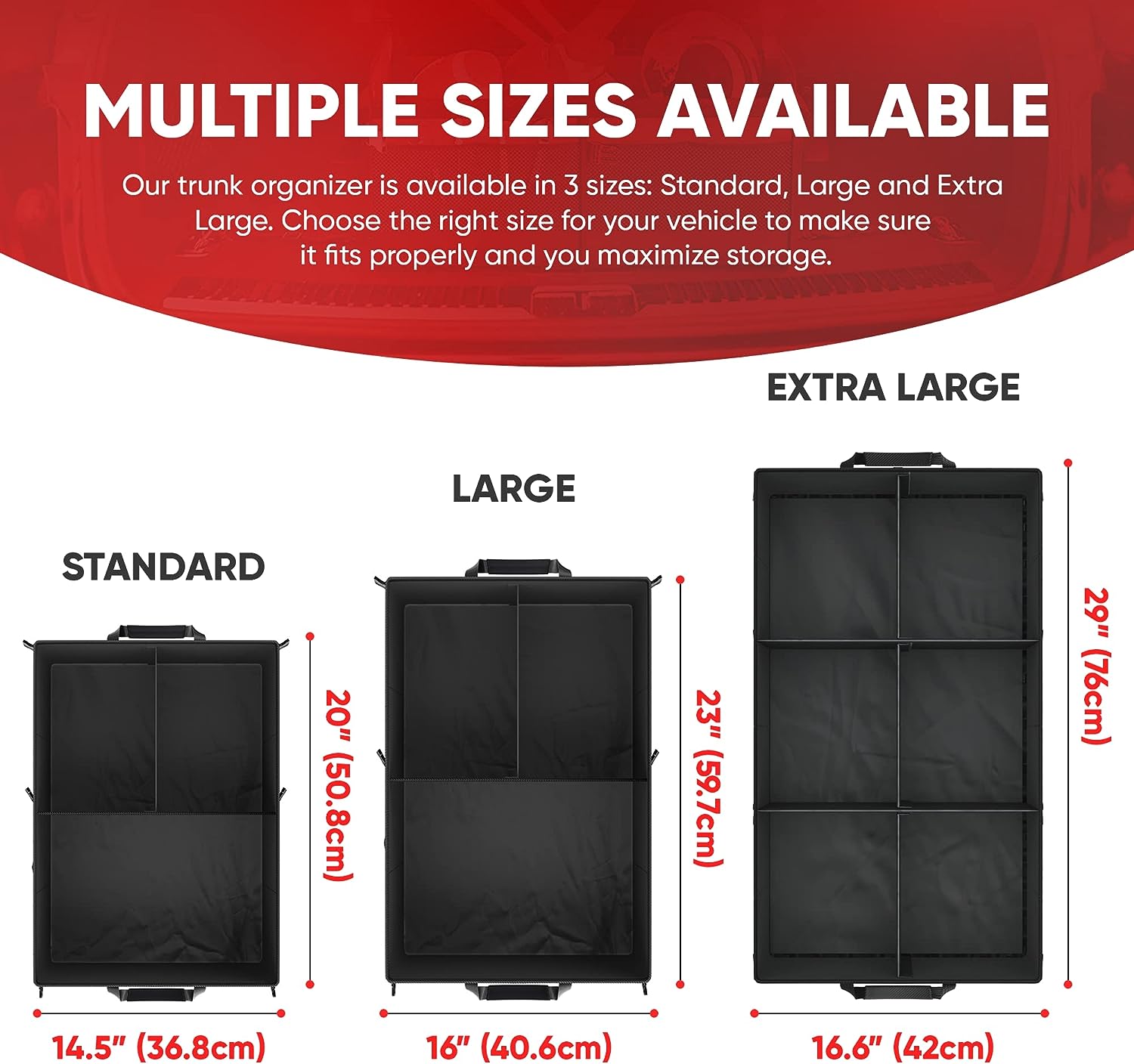 Non-Slip Bottom 600D Fabric Collapsible SUV Storage Box Organizer for Car Trunk - Delicate Leather