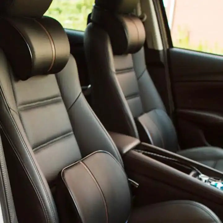 Car Sleep U-Shaped Cushion Headrest Neck Pillow with Leather Pad for Driver Seat Head Rest Support - Delicate Leather