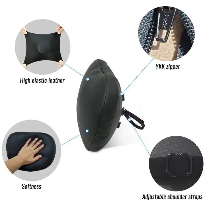 Elevate Your Comfort with the Upgraded Car Headrest Pillow: Set of 2 Leather Car Neck Pillows with Universal Fit in Black - Delicate Leather
