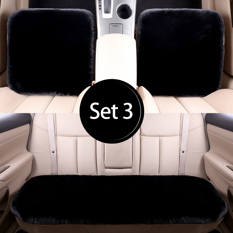 Luxury 9-Piece Set Fur Car Seat Cover Cushion with Neck Pillow for Winter - Delicate Leather