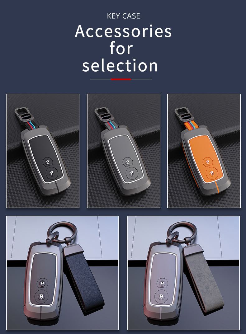 Car Key Case Full Cover Fob - Zinc Alloy Smart Leather Metal Key Cover for Car - Delicate Leather