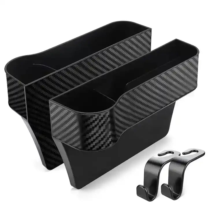 Car Seat Gap Filler Organizer, Custom Fir For Your Cars, Auto Car Console Gap Filler Organizer - Waterproof Plastic Storage with Phone and Cup Holder - Delicate Leather