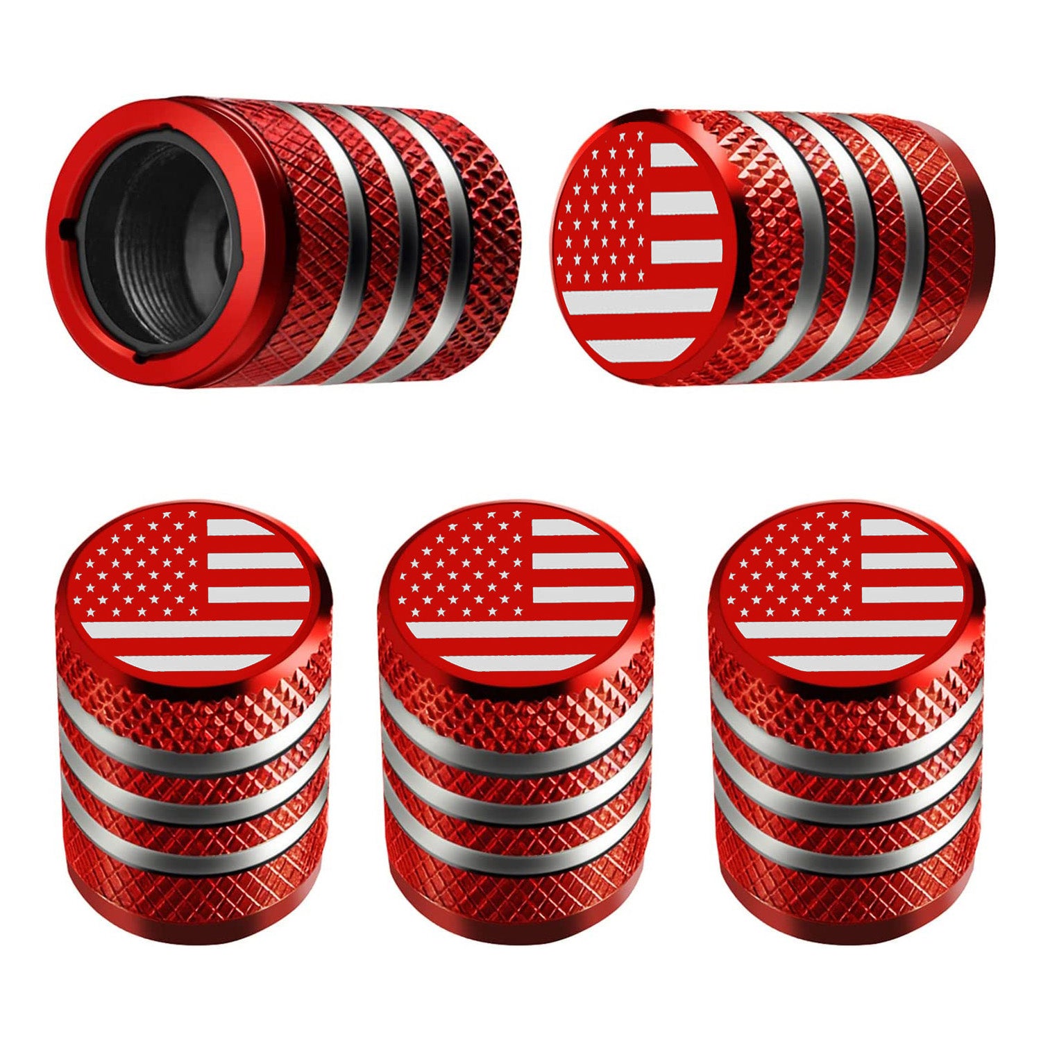 American Flag Plastic Liner Corrosion Resistant Leak-Proof Metal Tire Valve Stem Cap Cover Tire Air Cap for Car Truck Motor - Delicate Leather