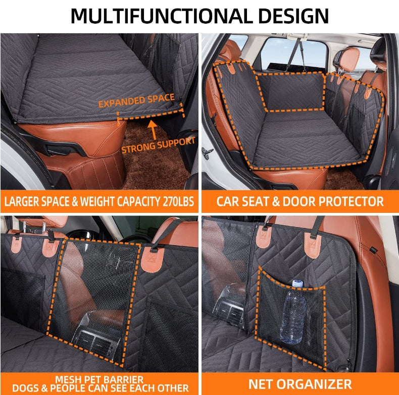Multi-purpose Hammock Dog Car Seat Protector - Foldable, Scratch-proof Pet Dog Car Seat Cover - Delicate Leather
