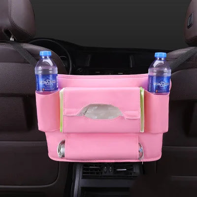 Leather Car Seat Handbag Holder - Large Capacity Storage Bag - Delicate Leather