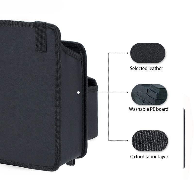 Large Capacity Foldable Hanging Backseat Car Organizer - Back Seat Storage Box and Container with Hook, Custom Fit For Your Cars, Car Accessories - Delicate Leather