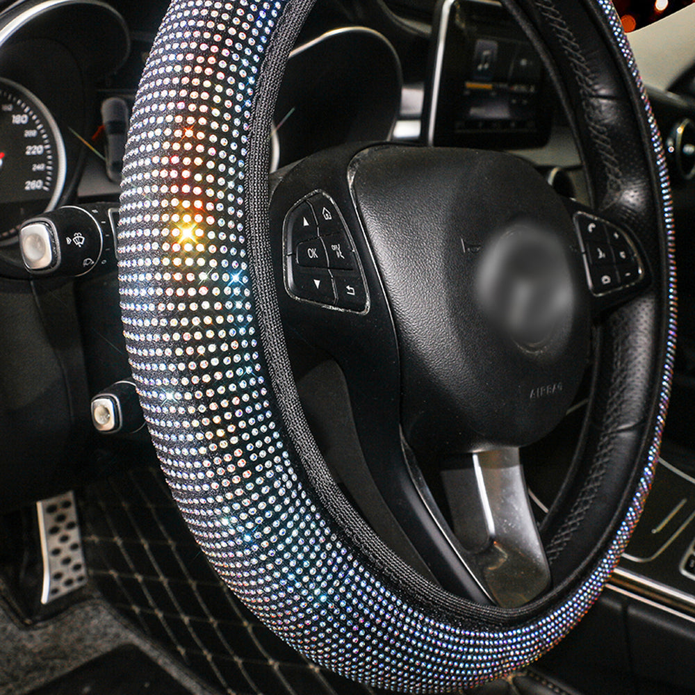 Hot Selling Luxury Colorful Bling Crystal Velvet Car Steering Wheel Cover - Universal Fit