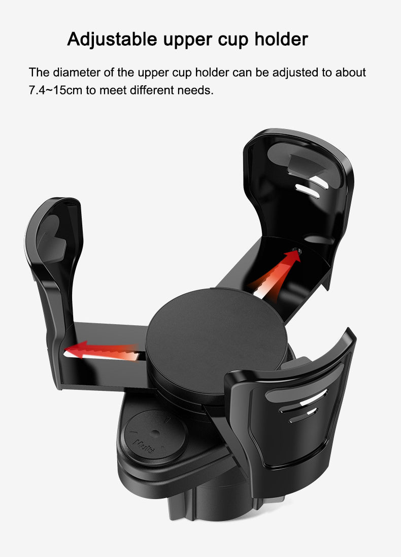 Swivel Base Double Cup Holder - Adjustable 2 in 1 Multifunctional Car Cup Holder, Custom fit for Car - Delicate Leather