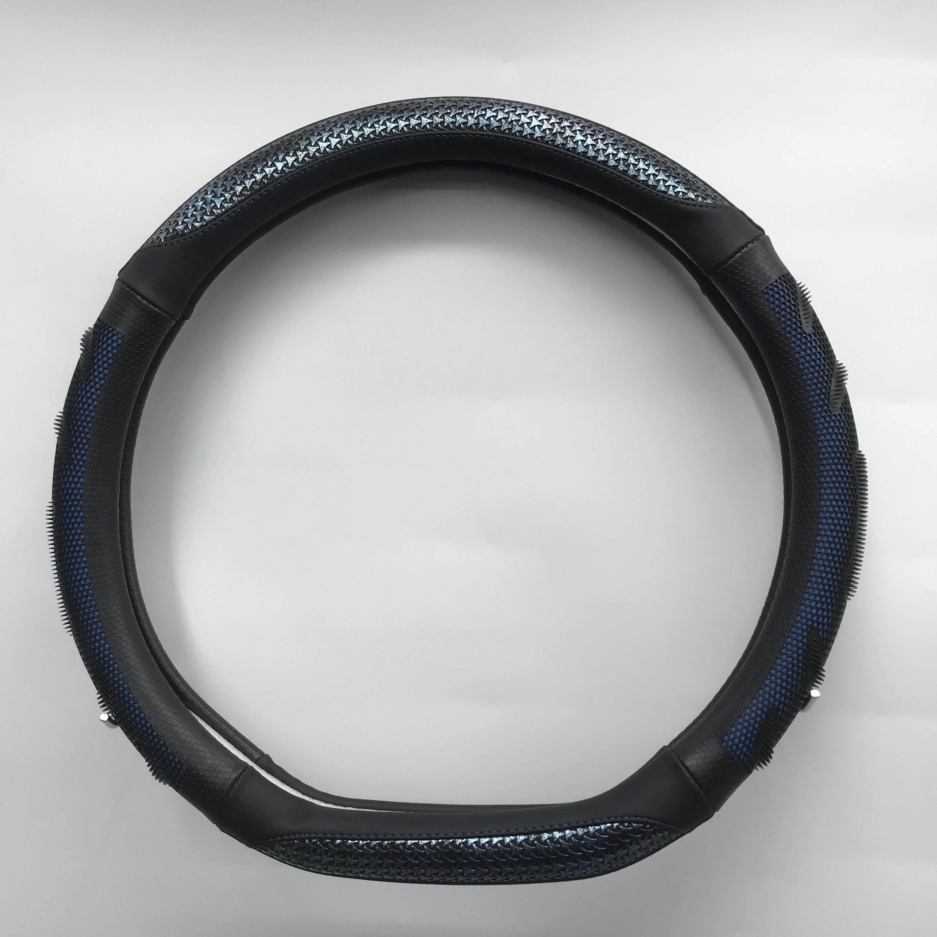 Blue Soft Skid-Proof Breathable Car Steering Wheel Cover - Delicate Leather