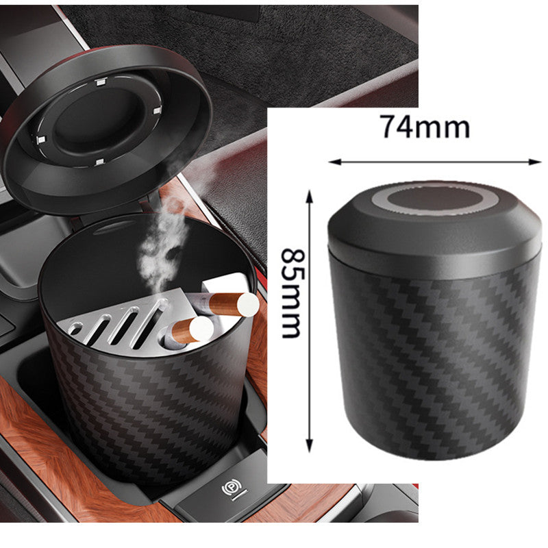 Car Trash Bin with Lid and Detachable Car Ashtray - Compact and Portable Waste and Ash Organizer for Vehicles - Delicate Leather