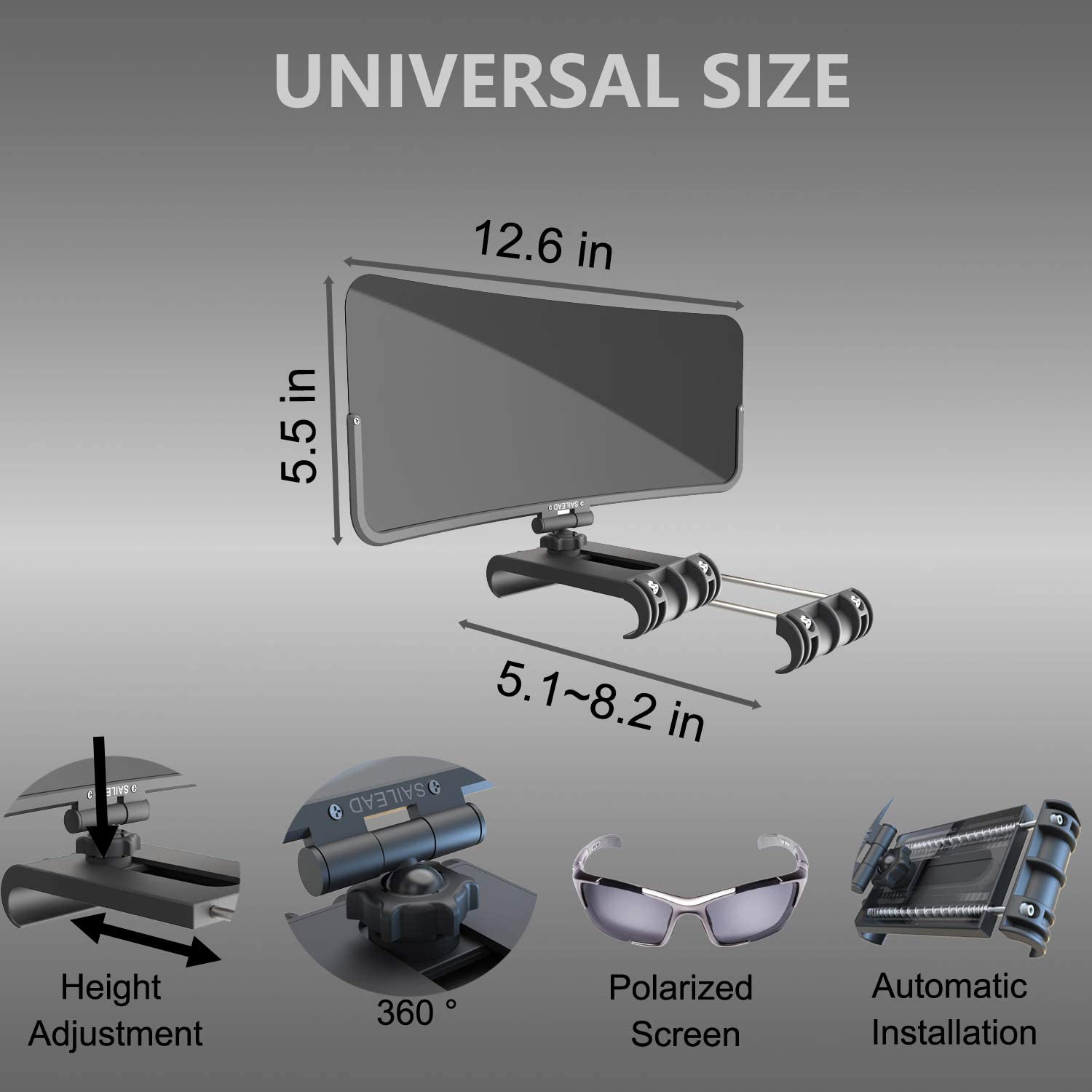 Polarized Sun Visor Extender for Car, Windshield Sunshade Accessories Car Sun Visor Mirror Protects from Sun Glare - Delicate Leather