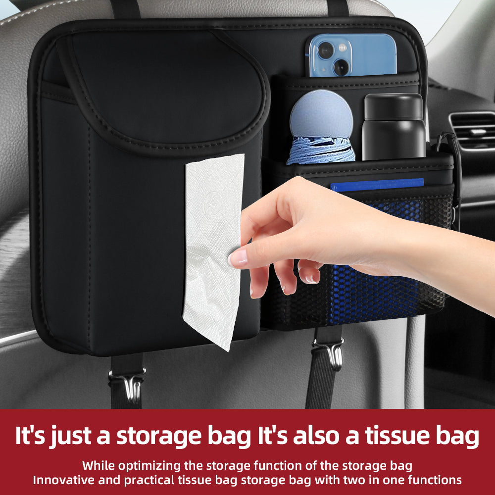 Car Interior Accessories - PU Leather Car Backseat Organizer Hanging Bag Pocket and Car Trunk Organizer - Delicate Leather