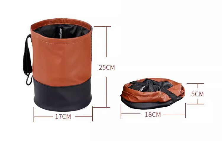 Factory Custom Collapsible Car Trash Can and Hanging Tissue Bag - Set Of 4 - Delicate Leather