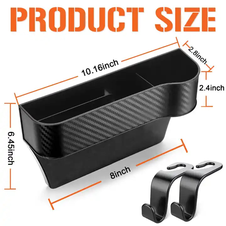 Car Seat Gap Filler Organizer, Custom Fir For Your Cars, Auto Car Console Gap Filler Organizer - Waterproof Plastic Storage with Phone and Cup Holder - Delicate Leather