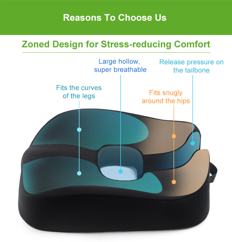 New Memory Foam Seat Cushion Ergonomic Pad Pillow for Office Chair - Delicate Leather