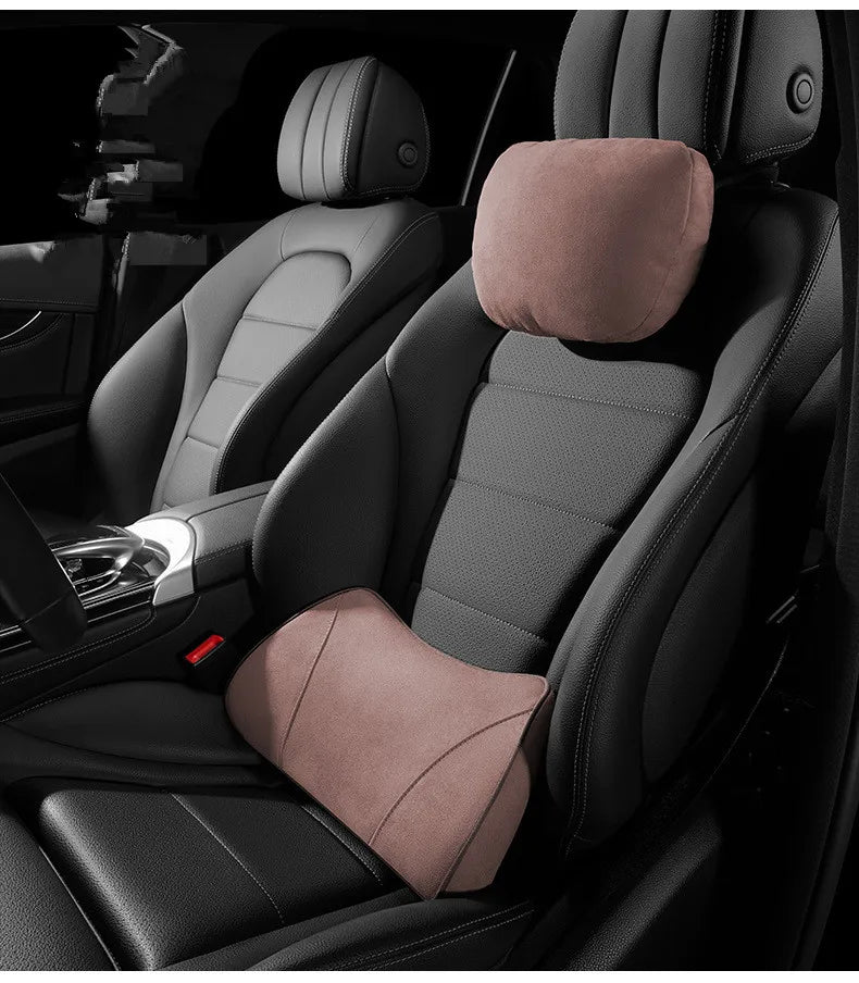 Fashionable Comfort Car Cushions: Alleviate Lower Back Pain with Waist Cushions and Backrest Pillows for Posture Correction - Delicate Leather