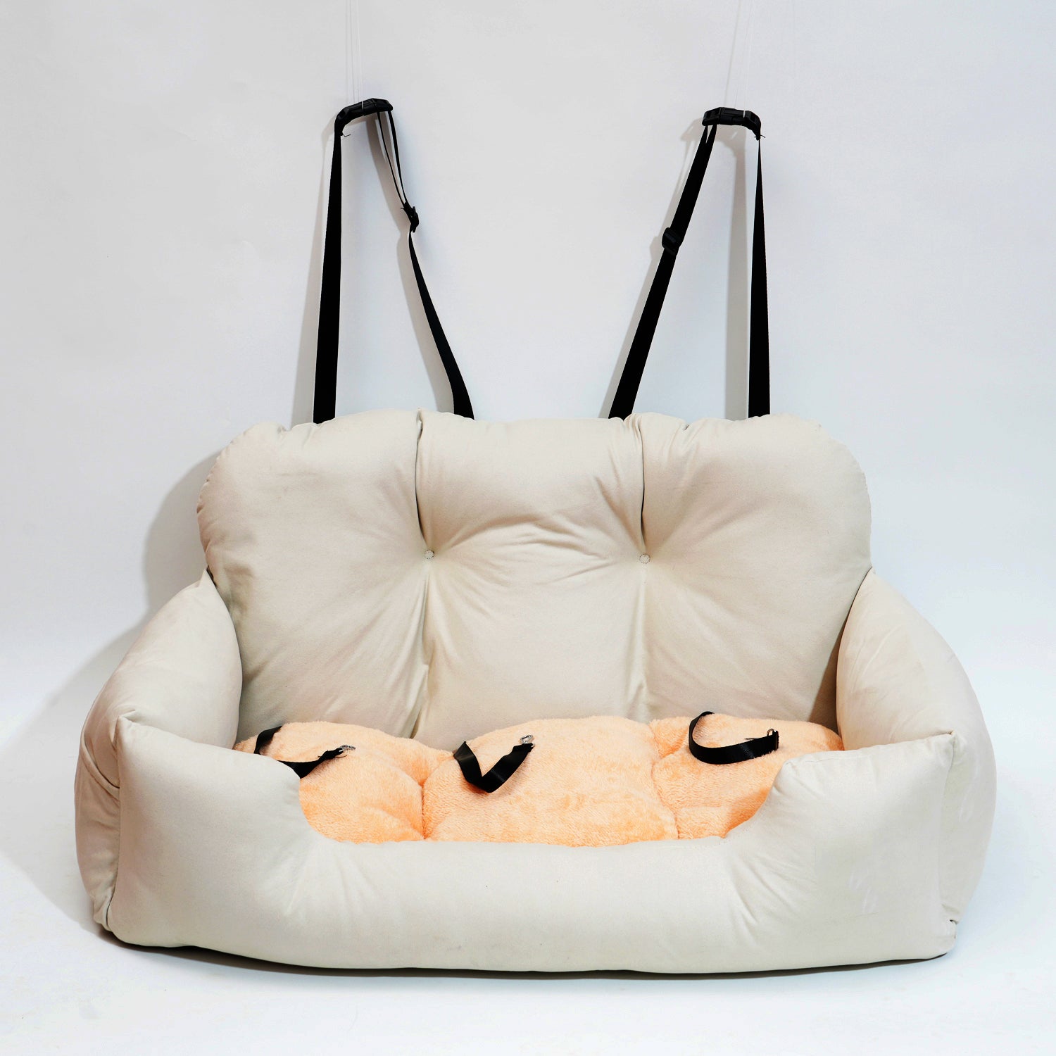 Luxury Removable Waterproof Dog Car Seat Bed - Portable Travel Pet Carrier Bag - Delicate Leather