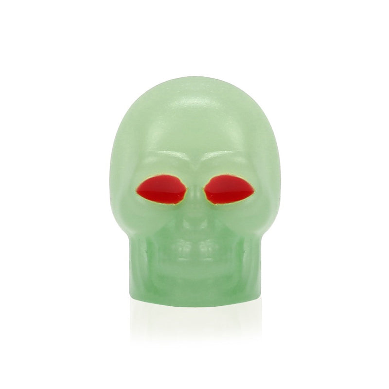 Custom Plastic Skull Anti-theft Tire Air Valve Stem Dust Cover - Glow in the Dark - Delicate Leather