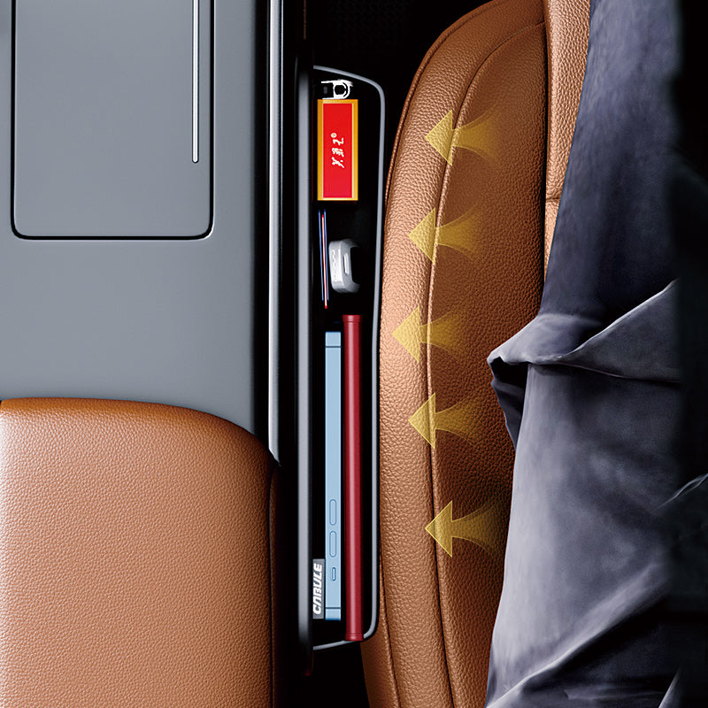 Auto Interior Accessories: Universal Leather Car Seat Gap Filler Organizer, Custom For All Cars, Multifunctional Pu Leather Console Side Pocket Organizer - Delicate Leather