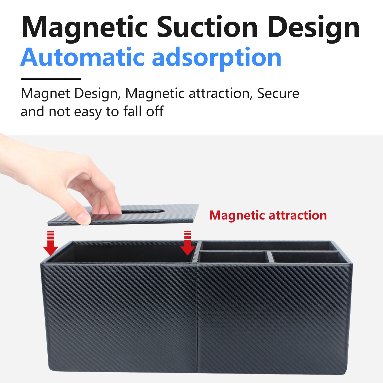 PU Material Screen Storage Organizer Box - Center Console Tissue Holder and Dashboard Hidden Holder - Delicate Leather