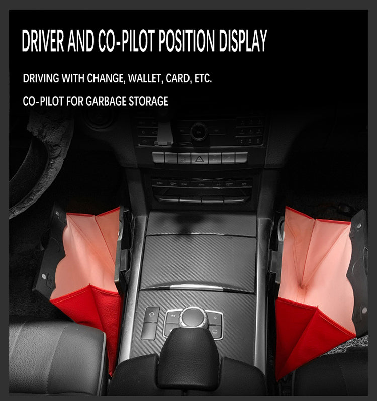 Universal Car Trash Can - Multi-Function with LED Light Mini Car Bin Organizer - Delicate Leather