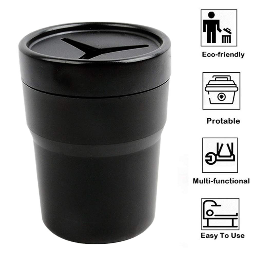 Car Trash Can with Lid Mini Auto Garbage Can - 2 Pack - Delicate Leather