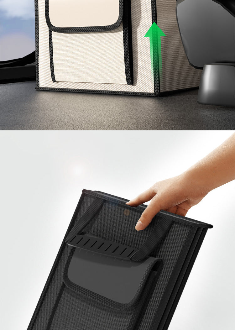 Car Glove Box Organizer Bag - Foldable Car Storage Box Trunk and Seat Organizer - Delicate Leather