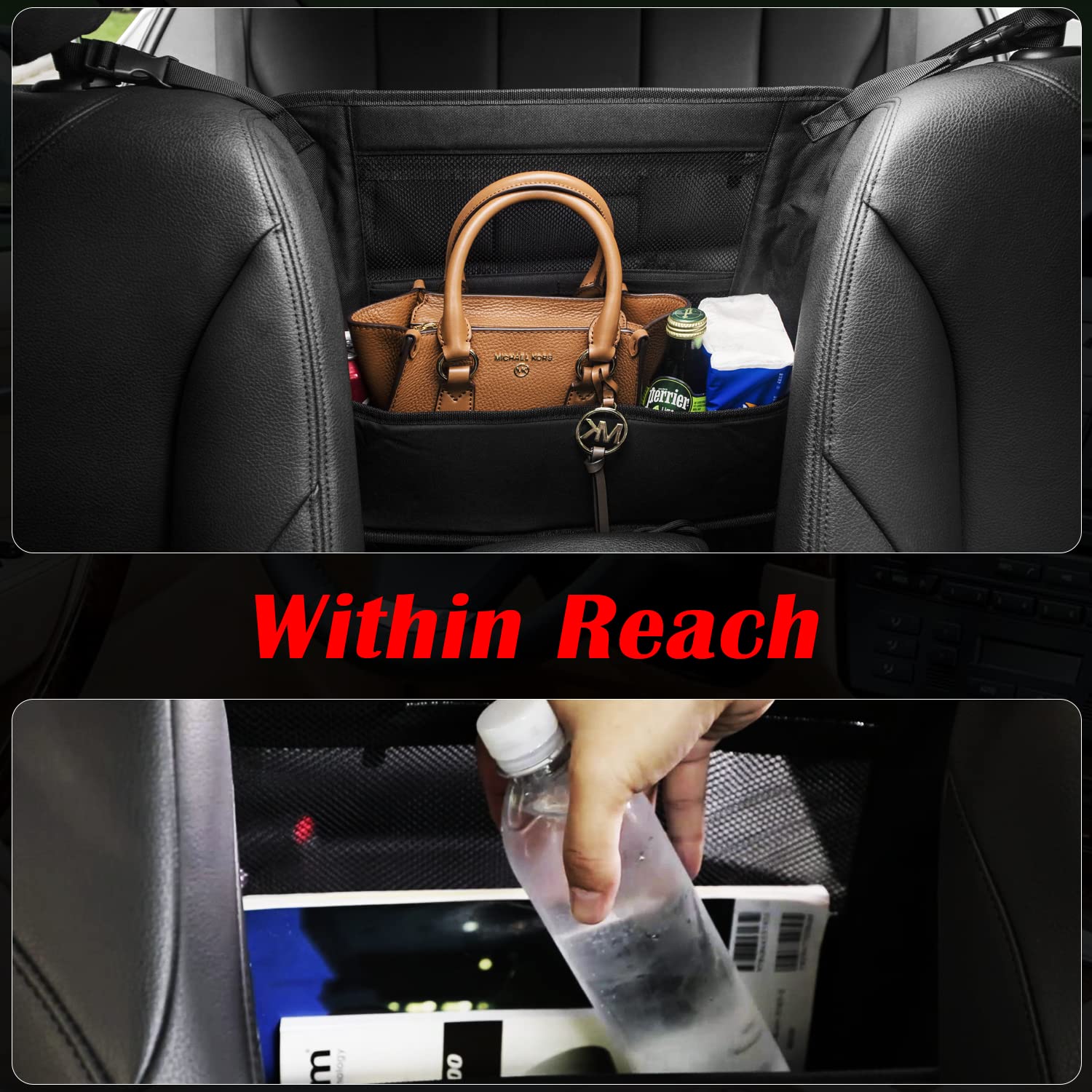 Car Organizer Back Seat Organizer - Car Net Pocket Handbag Holder - Car Seat Storage Bag
