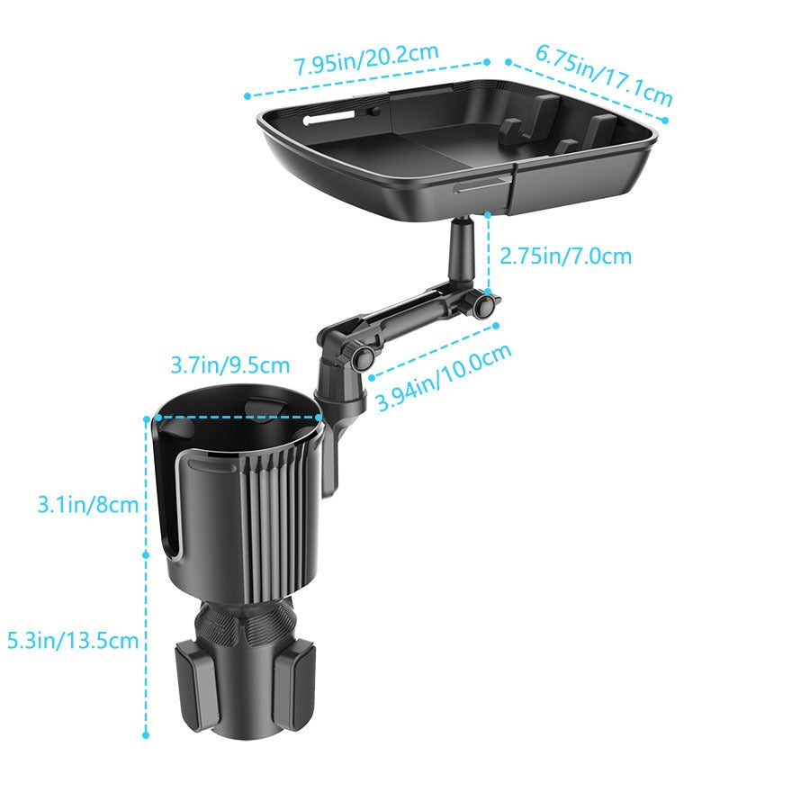 360° Rotating Adjustable Car Drink Cup Holder with Tray - Multifunctional Storage Car Cup Mount Holder Expander, Custom fit for Car - Delicate Leather