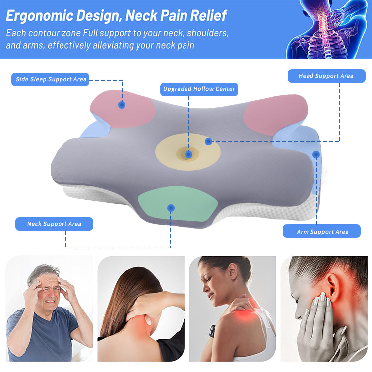 100% Polyester Ergonomic Orthopedic Neck Support Cervical Pillow