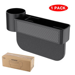 Car Accessories, Small Cup Holder & Multifunctional Detachable Seat Gap Filler - Organizer for Driver and Co-Driver Front Seats Custom For All Cars - Delicate Leather