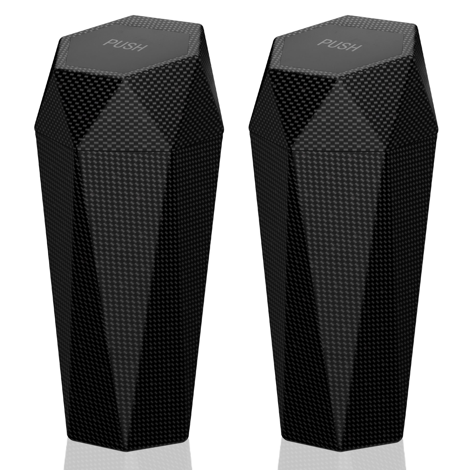 Custom Logo Plastic Bin Trash Containers for Cars - 2 Pack - Delicate Leather