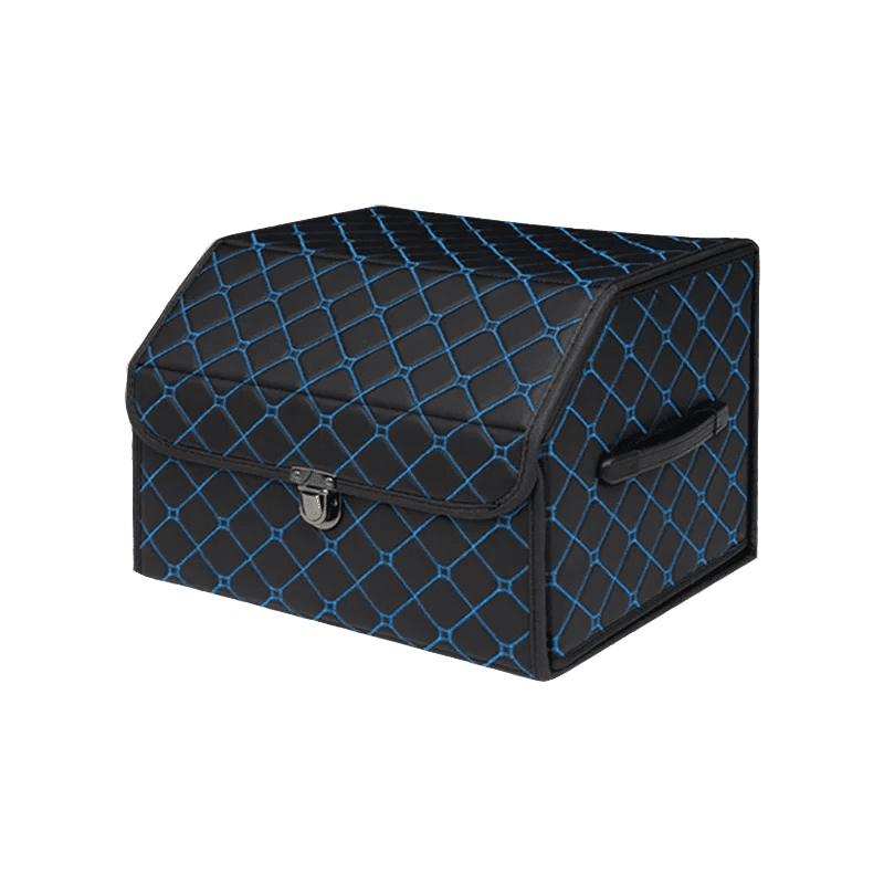 Foldable Car Trunk Storage Box Organizer with Lid, Handle, and PU Storage Bag for Large-Scale Car Storage - Delicate Leather