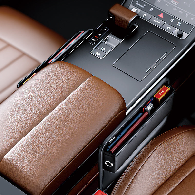 Auto Interior Accessories: Universal Leather Car Seat Gap Filler Organizer, Custom For All Cars, Multifunctional Pu Leather Console Side Pocket Organizer - Delicate Leather