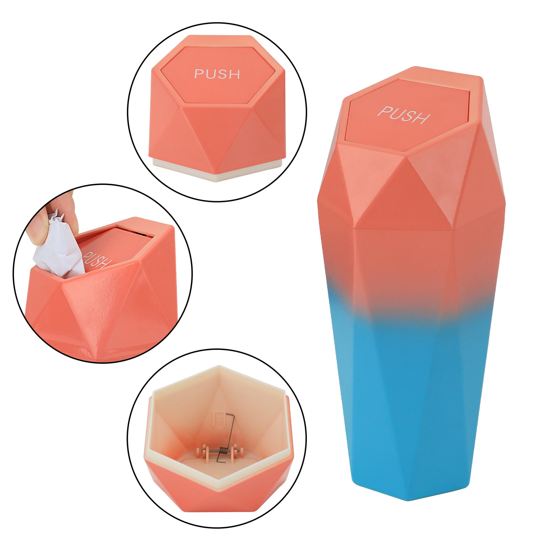 Custom Logo Plastic Bin Trash Containers for Cars - 2 Pack - Delicate Leather